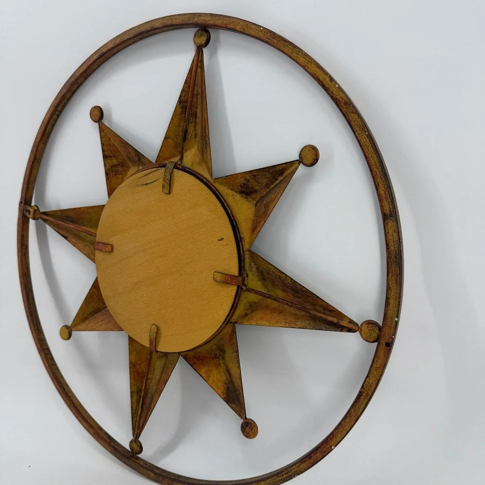 Sunburst Wall Mirror Gold Black Celestial Star Metal Decor Round Sun face